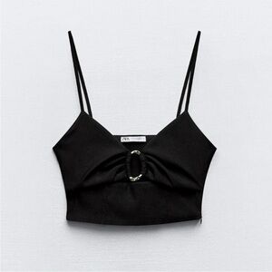 Zara Black Crop Women's Top